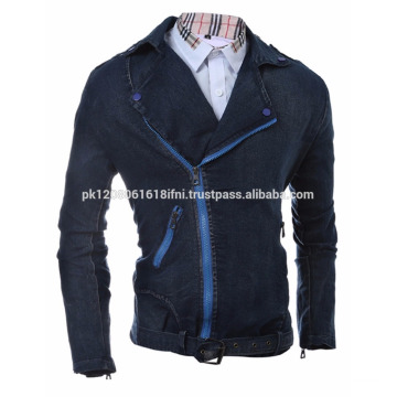 mezclilla para hombre y mujer frente cremallera jeans chaqueta estilo moda club oem desgaste